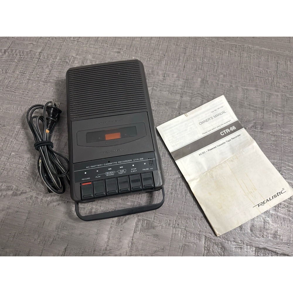 RadioShack Realistic CTR-66 Cassette Recorder AC/Battery Portable Player Tested